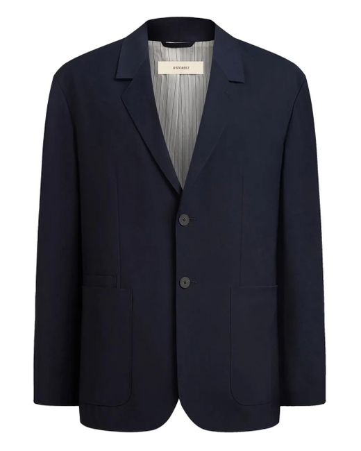 12 STOREEZ Blue Wool-Blend Blazer for men