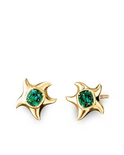 Monica Rich Kosann Metallic 18K Starfish Tourmaline Earrings