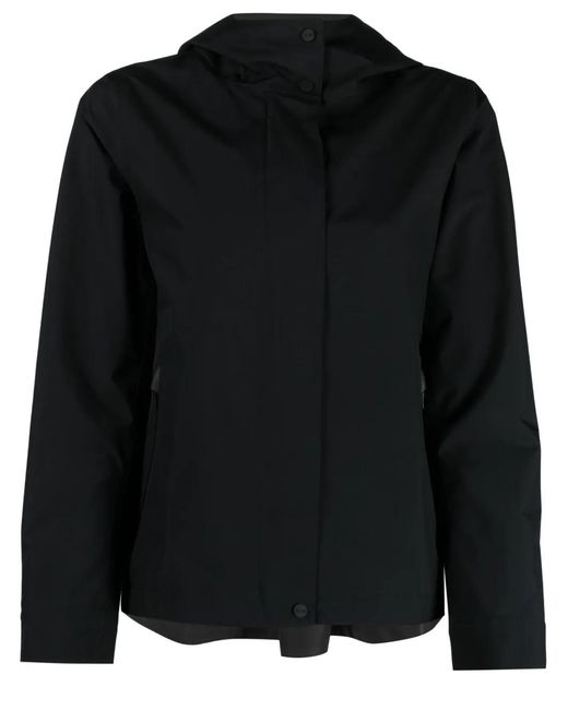 Herno Black Laminar Hooded Cape Jacket