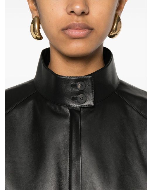 Ferragamo Black High-Neck Leather Jacket
