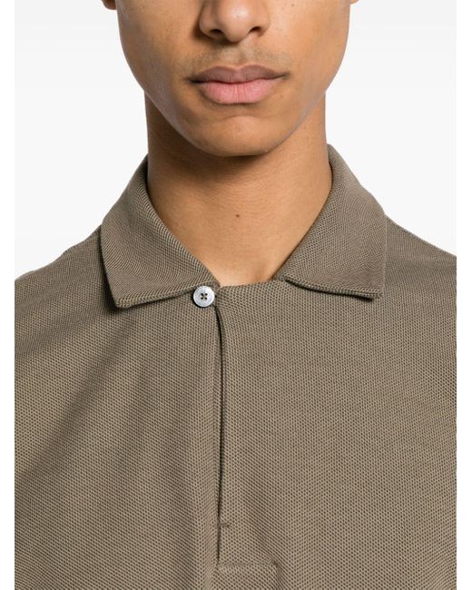 Zegna Green toggle-fastening Cotton Polo Shirt for men