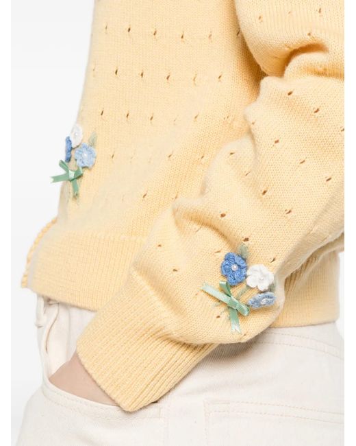 Rixo Natural Merinda Cardigan Mit Blumenstickerei