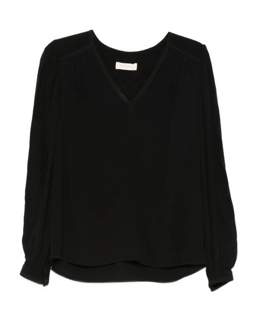 Twinset パフスリーブ Vネック トップ Black