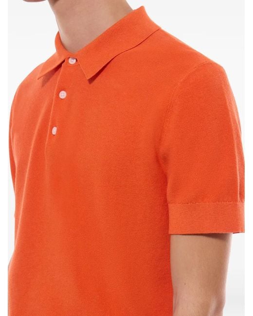 Fursac Orange Button-Up Polo Shirt for men