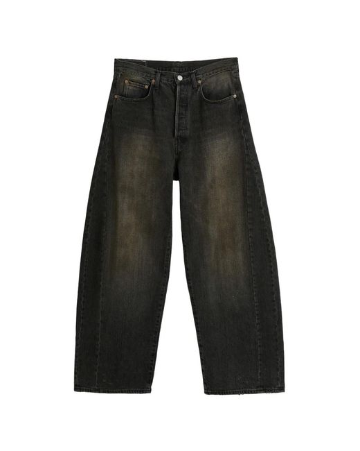 Ssstein Gray Deformation Wide-Leg Jeans for men