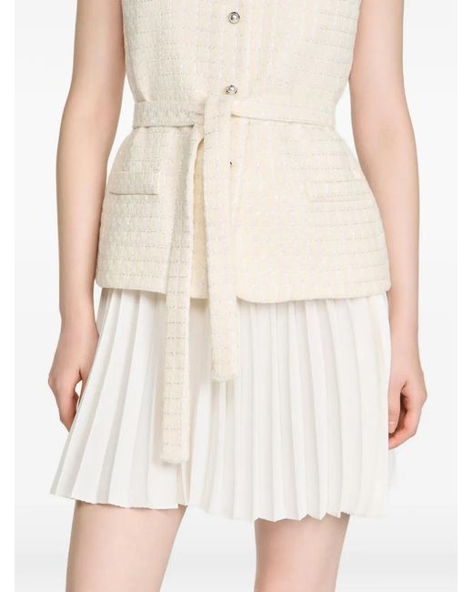 Sandro White Two-Material Mini Dress