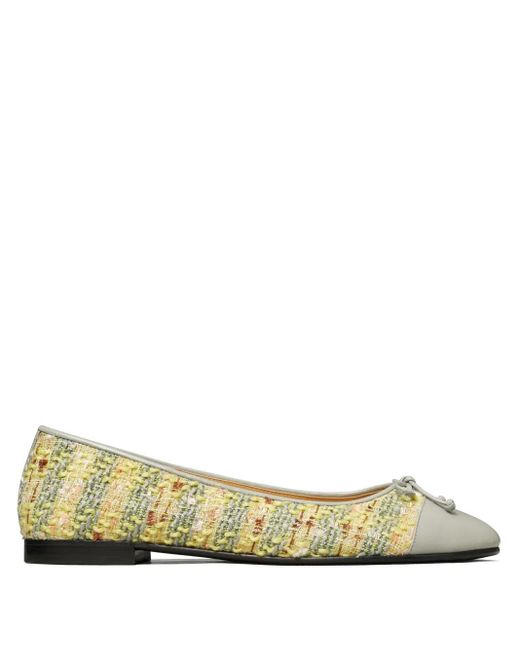 Tory Burch Yellow Contrasting-Toe Ballet Flats