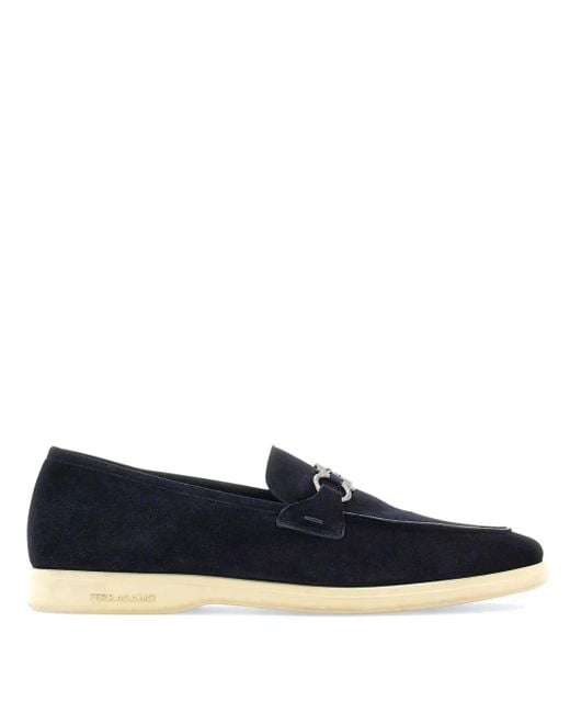 Ferragamo Blue Cosimo Heb Moccasin. Ga Step Loafer for men