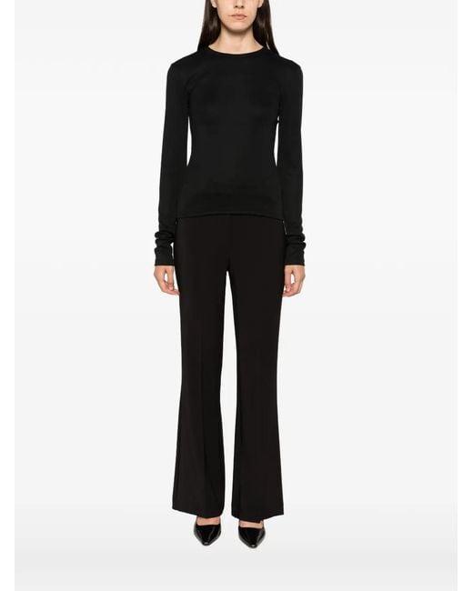 Imperial Black Lace-Panel Long-Sleeve T-Shirt