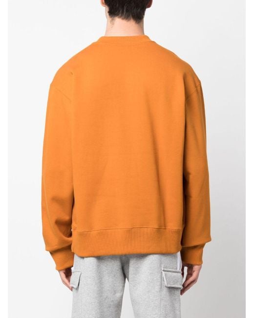 Adidas Orange Logo-patch Crew-neck Sweatshirt for men