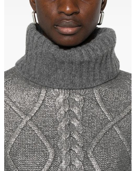 Herno Gray Lamé-Effect Sweater