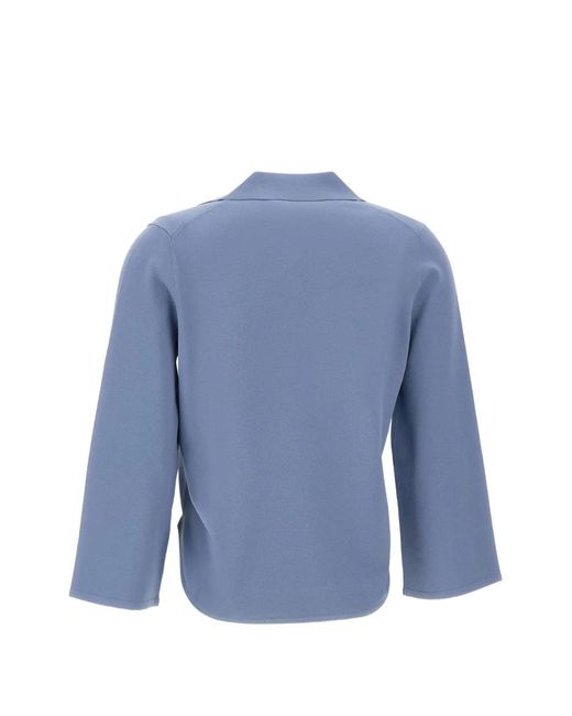 Kangra Blue T-Shirt À Col V Et Manches Fendues