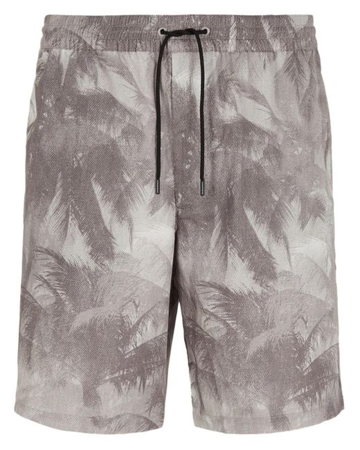 Emporio Armani Gray Printed Cotton Blend Shorts for men