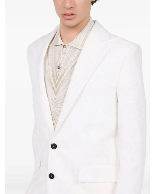 Roberto Cavalli White Single-Breasted Peaked-Lapel Blazer for men