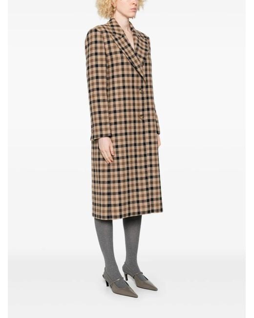 Twinset Natural Checked Single-Breasted Coat