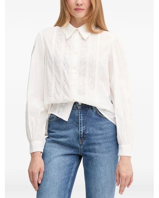 INTROPIA Blue Embroidered Long-Sleeve Shirt
