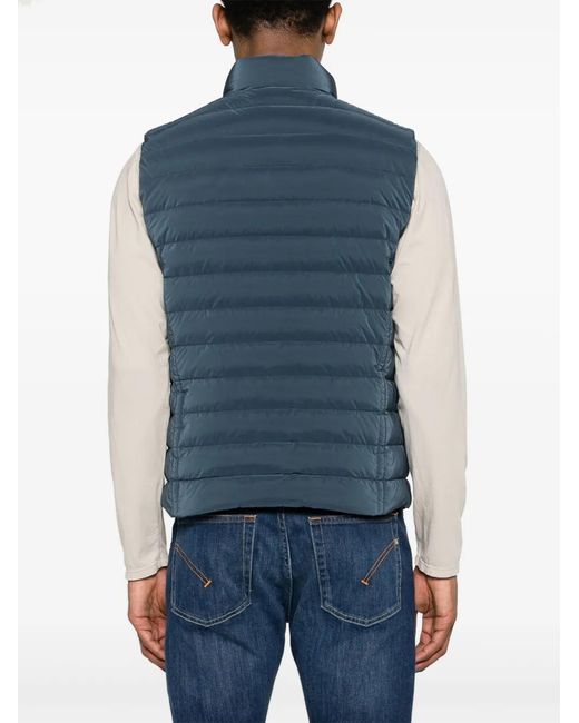 Moorer Blue Stand-Up Collar Padded Gilet for men