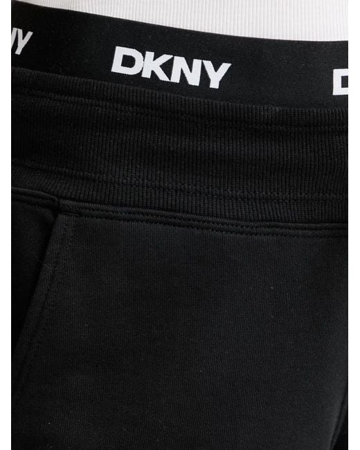 DKNY Black Logo-Waistband Drawstring Track Pants