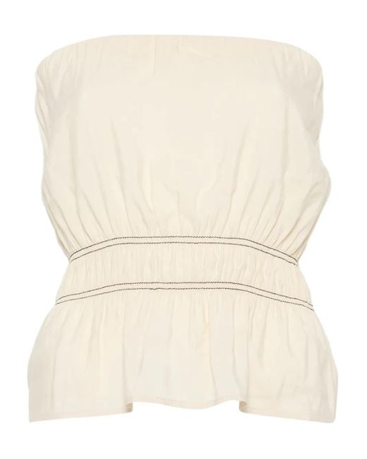 Nanushka Gesmockte Bandeau-Top in het Natural