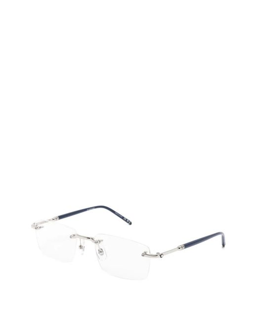 Montblanc White Rimless Rectangle-Frame Glasses