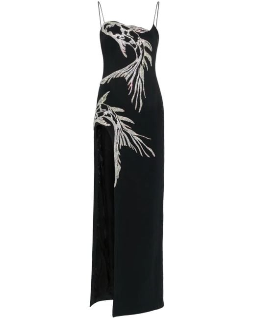 David Koma Black Koi Fish-Appliqué Midi Dress