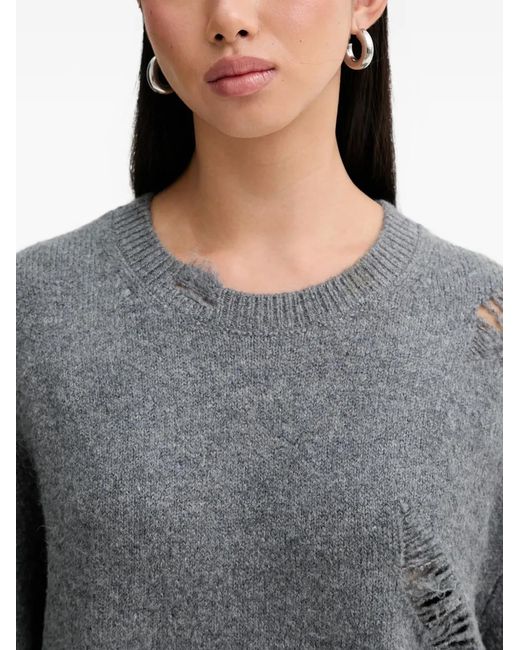 IRO Gray Distressed Long-Sleeve Dress