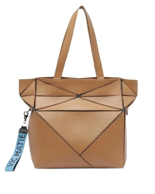 Borsa A Spalla Con Inserti Geometrici di Vic Matié in Natural