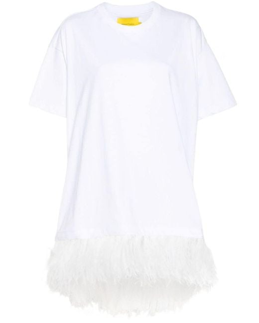 Marques'Almeida White Feather-detail Mini Dress