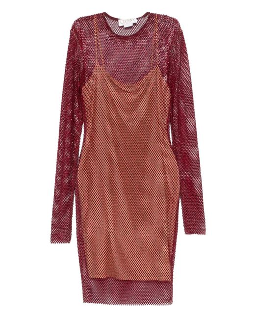 Vestido corto de manga larga Genny de color Red