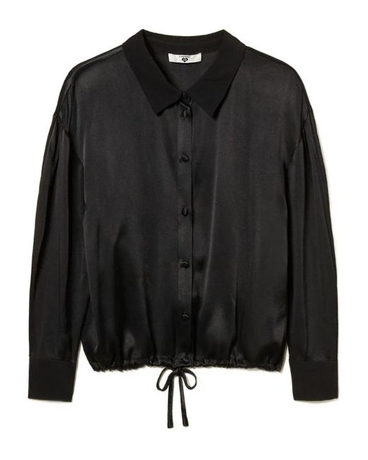 Twinset Black Button-Fastening Drawstring Shirt