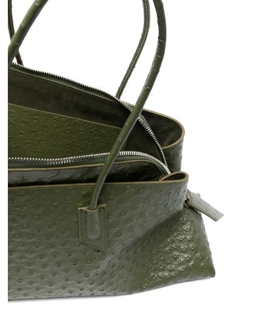 The Attico Green Medium La Passeggiata Leather Tote Bag