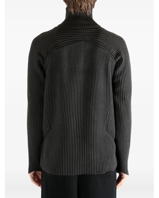 Omar Afridi Gray Ribbed Zip-Up Cardigan for men