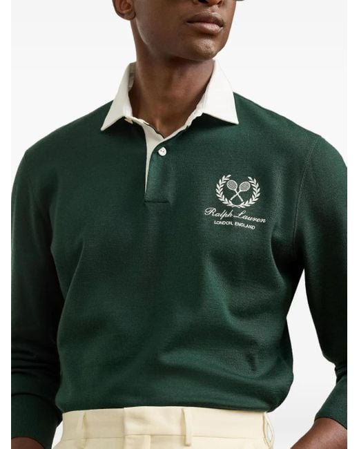 Ralph Lauren Green Long-Sleeve Rugby Polo Shirt for men