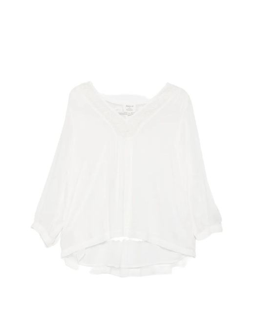 MAISON 123 White Broderie-Anglaise V-Neck Blouse