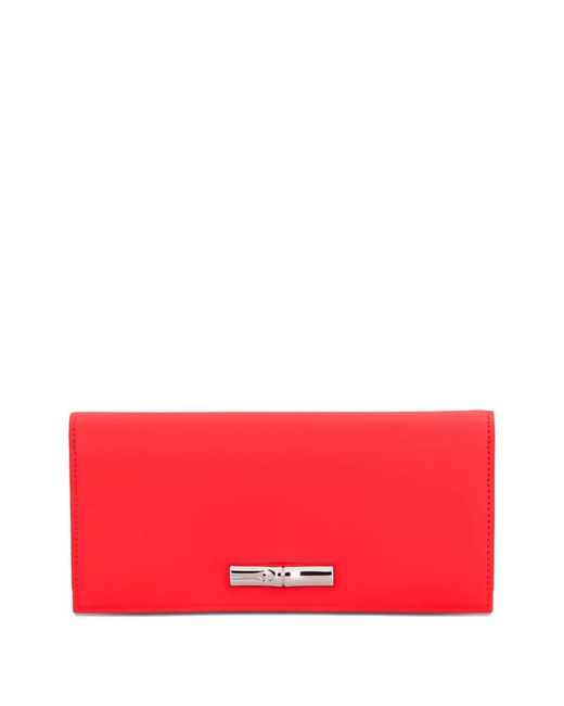 Longchamp Red Le Roseau Snap-Fastening Wallet