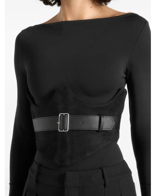 Manière De Voir Chloein Blacksuede Corset With Belt