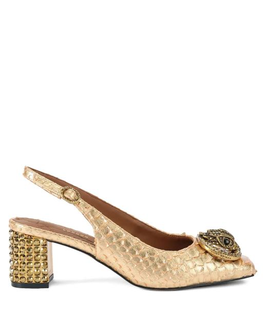 Kurt Geiger Natural 60Mm Snake-Embossed Crystal-Embellished Slingback Pumps