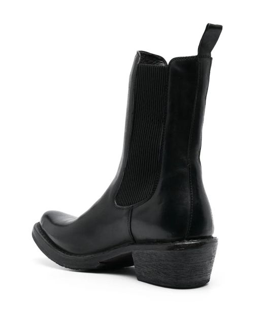 Moma Black Pointed-Toe Ankle Leather Boots