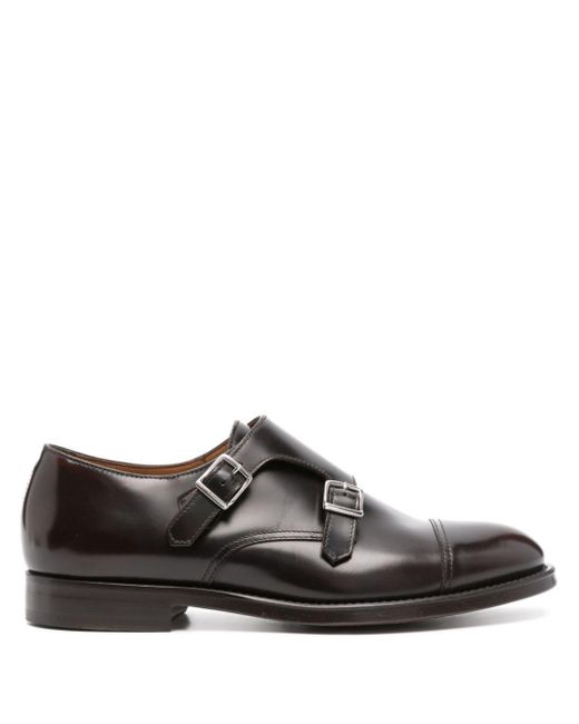 Doucal's Brown Double-buckle Leather Monk Shoes for men