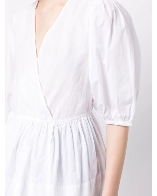 Ganni Wrap Poplin Blouse Bright White 151