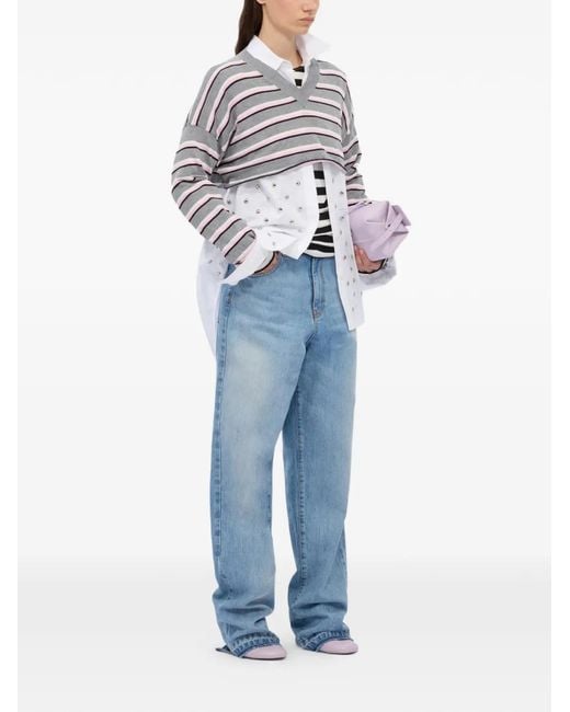 MSGM White Stud-Embellishment Shirt