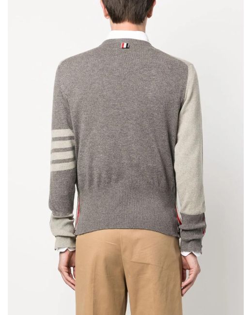 Thom Browne Gray 4-Bar Stripe Cashmere Jumper for men