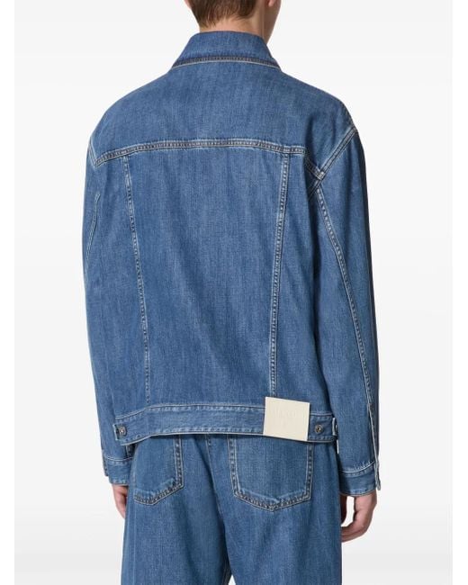 Valentino Garavani Blue Logo-Appliqué Denim Jacket for men