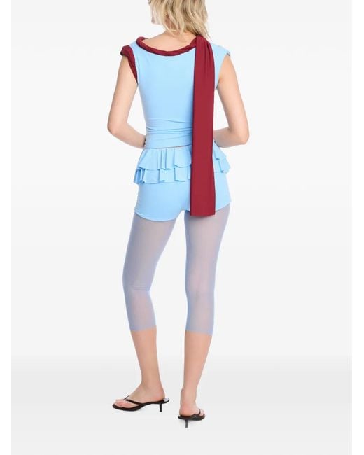 Axel 113 Blue Ruffle-Trimmed Micro Shorts