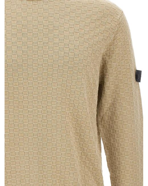 Peuterey White Omnium Checked Weave Sweater for men