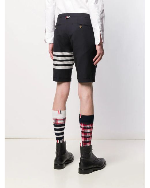 Thom Browne Black Plain Weave 4-Bar Low Rise Shorts for men