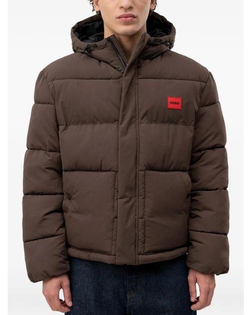 HUGO Brown Padded Hooded Jacket for men