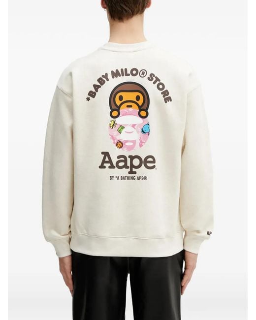Aape By A Bathing Ape White X Baby Milo Store Aapeunvs Crew Neck Sweatshirt for men