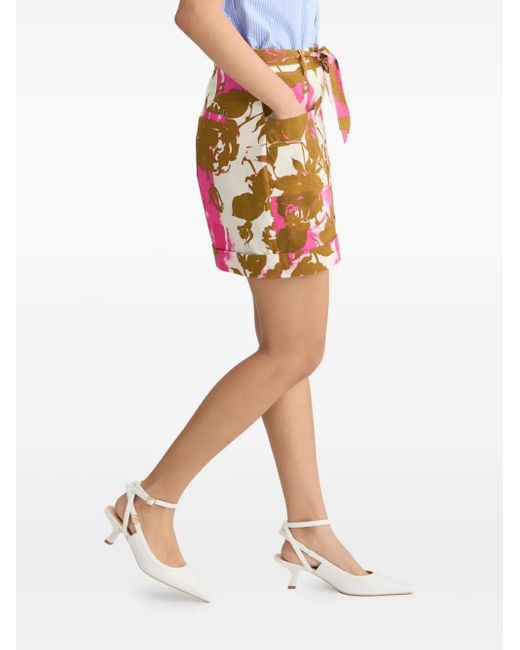Liu Jo Red Floral-Print Poplin Shorts