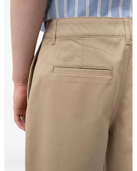 HUGO Natural Hulisea Low-Waisted Cotton Trousers With Paracord Belt Detail